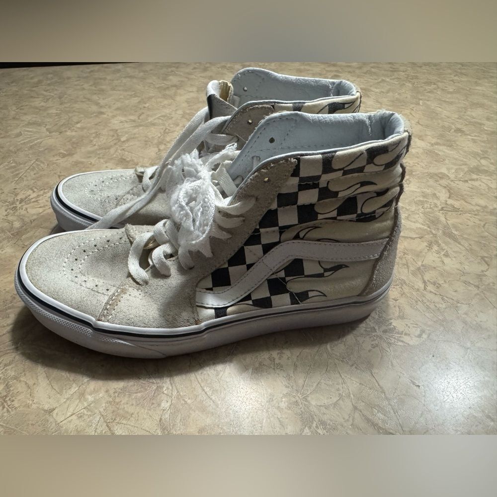 Vans SK8 Checkered Flame High-Top Sneakers womens 7